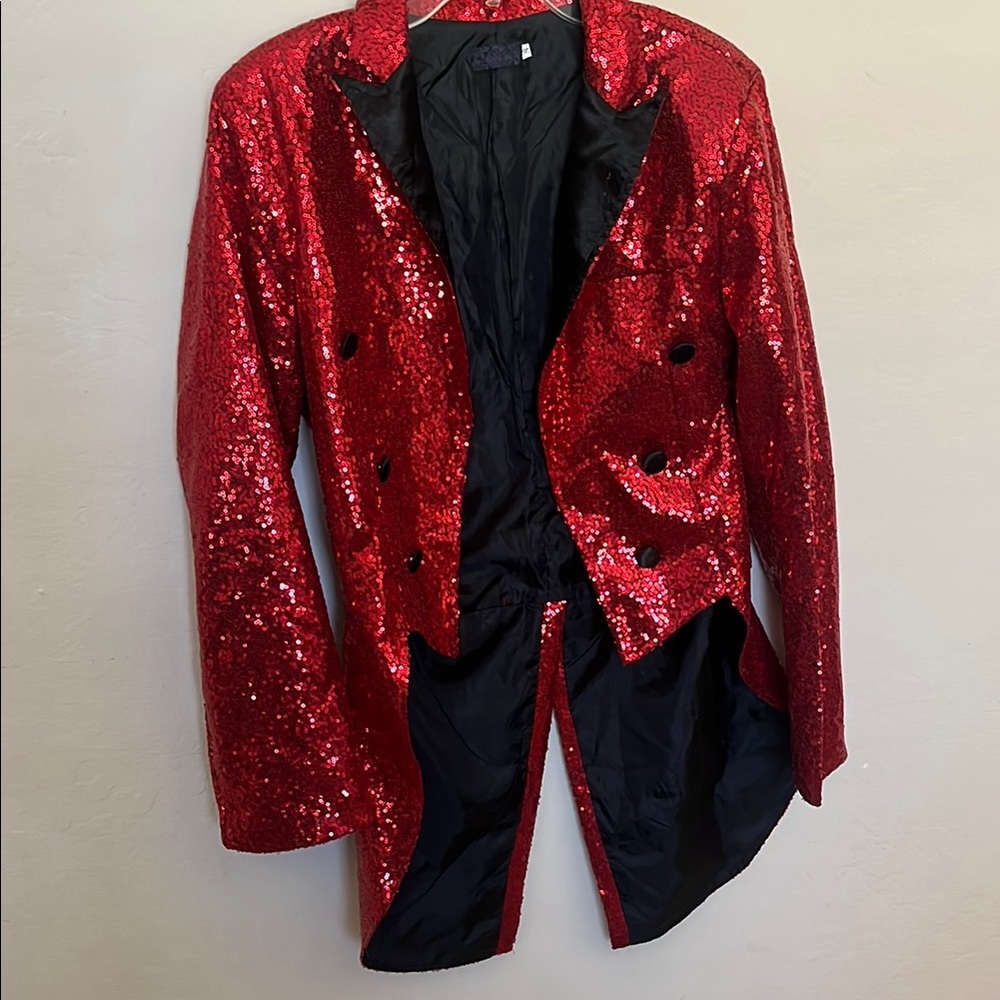 Red Sequin circus ring leader Jacket